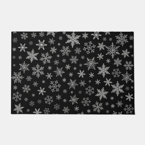 Modern Snowflake 2 _Black  Silver Grey_ Doormat