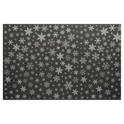 Modern Snowflake 2 _Black  Silver Grey_ Fabric