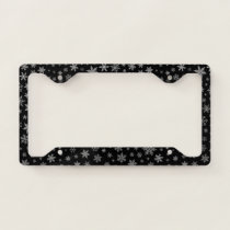 Modern Snowflake 2 -Black & Silver Grey- License Plate Frame Modern Snowflake 2 -Black & Silver Grey- License Plate Frame