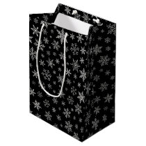 Modern Snowflake 2 -Black & Silver Grey- Medium Gift Bag Modern Snowflake 2 -Black & Silver Grey- Medium Gift Bag