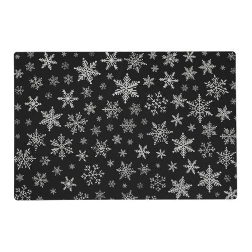 Modern Snowflake 2 _Black  Silver Grey_ Placemat