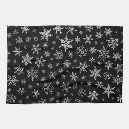 Modern Snowflake 2 _Black  Silver Grey_ Towel