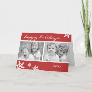 Modern Snowflake 2 Photo Holiday Greeting Card