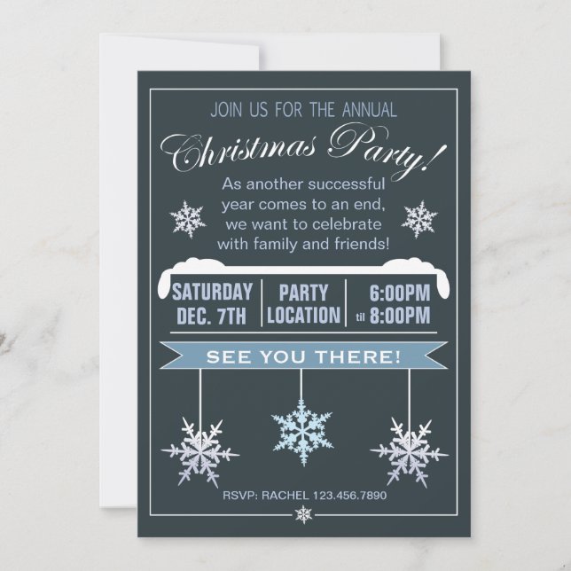 Modern Snowflake Annual Christmas Party Invitation (Front)