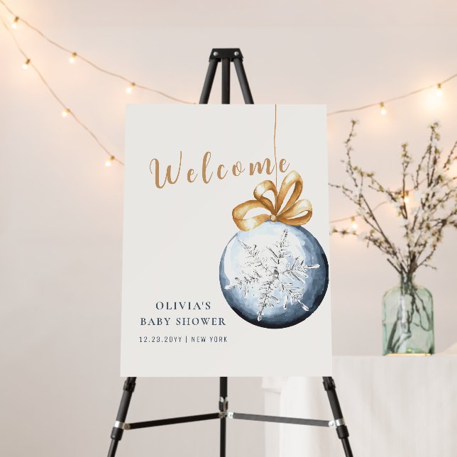 Modern Snowflake Baby Shower Welcome Sign (In Situ (Stand))