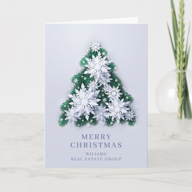 Modern Snowflake Christmas Corporate Greeting Holiday Card (Front)