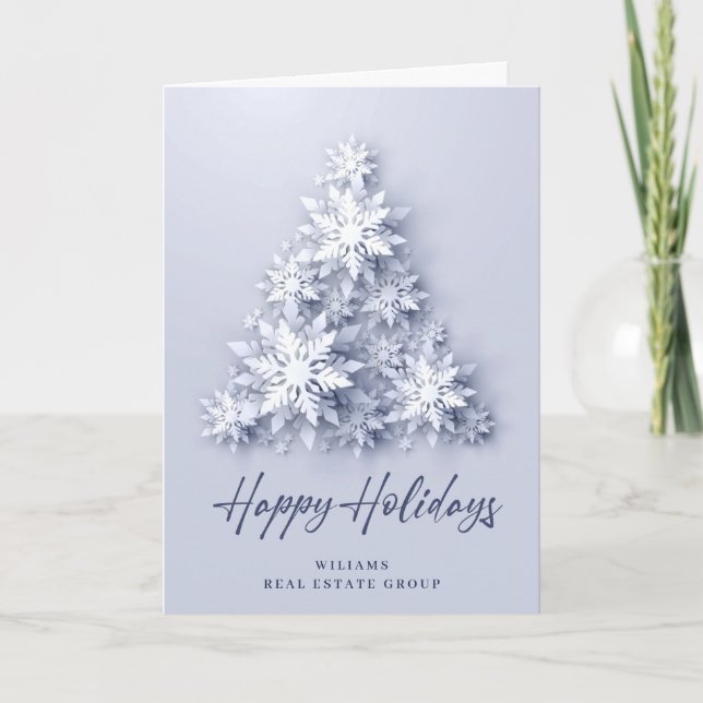 Modern Snowflake Christmas Corporate Greeting Holiday Card (Front)