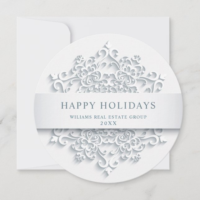 Modern Snowflake Christmas Corporate Greeting Holiday Card (Front)