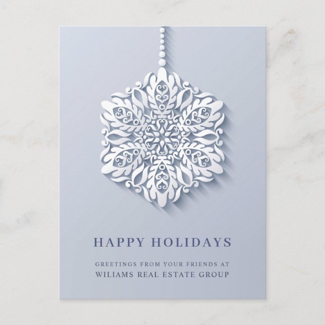 Modern Snowflake Christmas Corporate Greeting Holiday Postcard (Front)