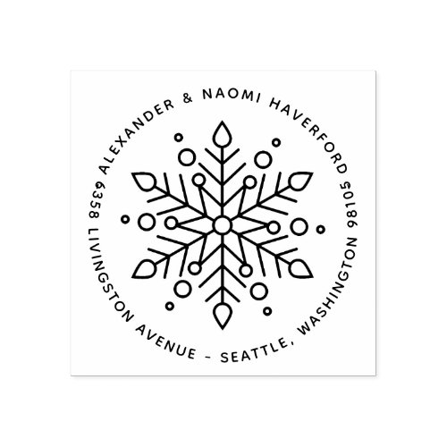 Modern Snowflake Christmas Return Address Rubber Stamp
