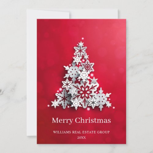 Modern Snowflake Christmas Tree Corporate Greeting Holiday Card