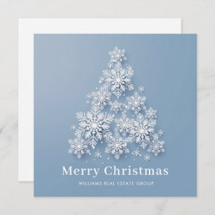 Modern Snowflake Christmas Tree Corporate Greeting Holiday Card
