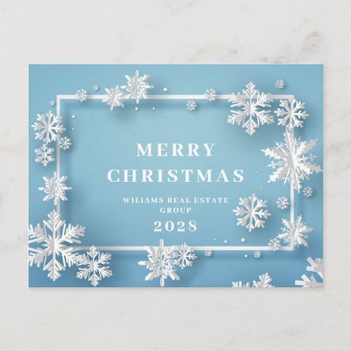Modern Snowflake Christmas Tree Corporate Greeting Postcard