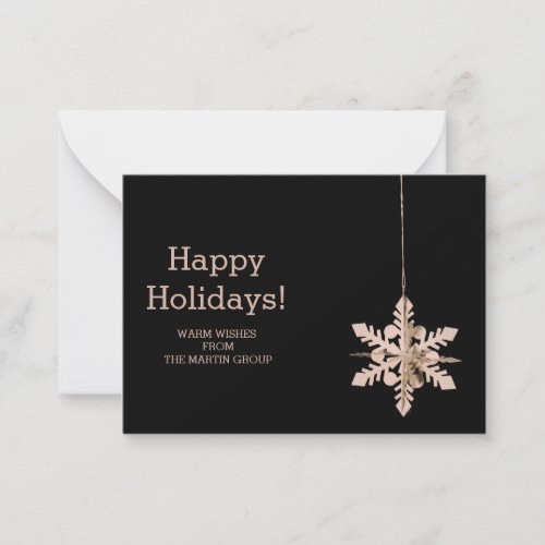Modern Snowflake Corporate Seasonal Greetings  Note Card