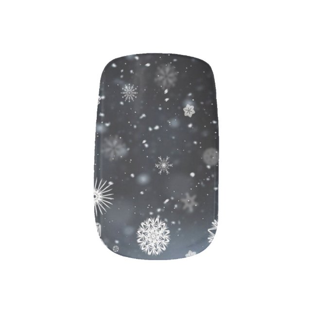 Modern Snowflake Design Minx Nail Art (Left Thumb)