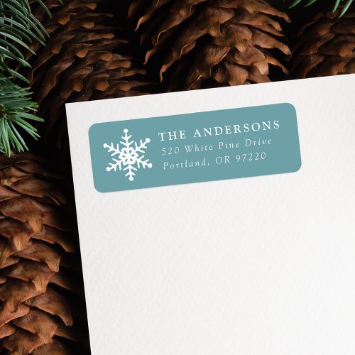 Modern Snowflake Frost Holiday Return Address Label