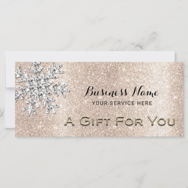 Modern Snowflake Gold Glitter Gift Certificate (Front)