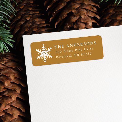 Modern Snowflake Gold Holiday Return Address Label