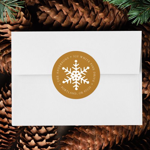 Modern Snowflake Gold Return Address Label