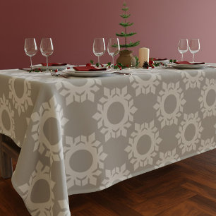 Modern Snowflake Gray Christmas Holiday Tablecloth