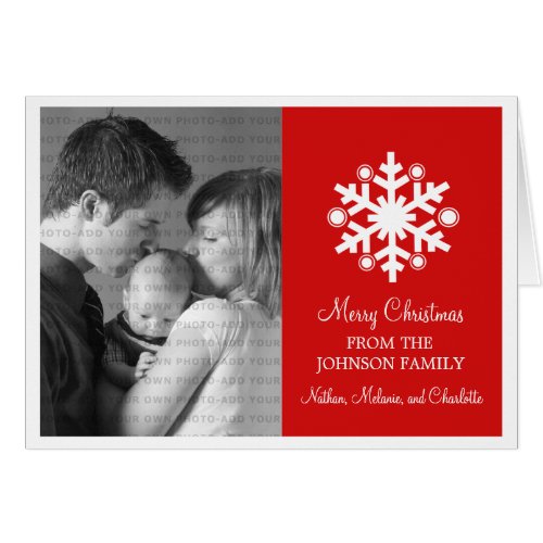 Modern Snowflake Holiday Card Red