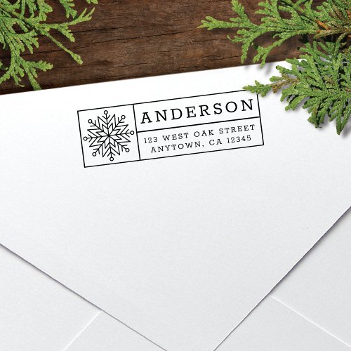 Modern Snowflake Holiday Return Address  Self_inking Stamp