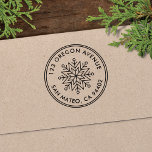 Modern Snowflake Holiday Round Return Address Self-inking Stamp<br><div class="desc">This self-inking return address stamp features an elegant yet minimal snowflake and round border. This stamp makes a wonderful gift for the newlywed couple, new home owners, or as hostess gift. Self-inking return address stamps are great for creating a custom look to your holiday mailings AND for cutting your work...</div>