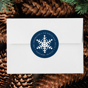 Modern Snowflake Navy Return Address Label
