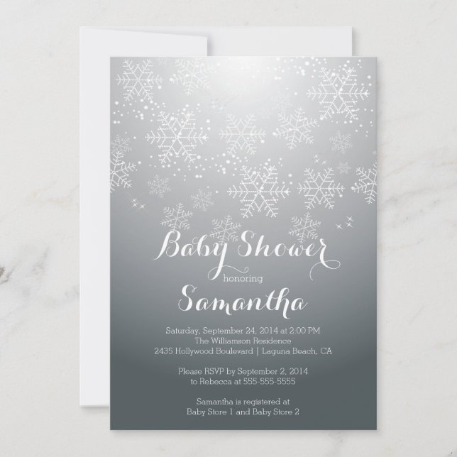 Modern Snowflake Neutral Baby Shower Invitation (Front)