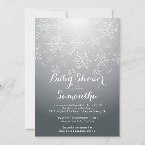 Modern Snowflake Neutral Baby Shower Invitation