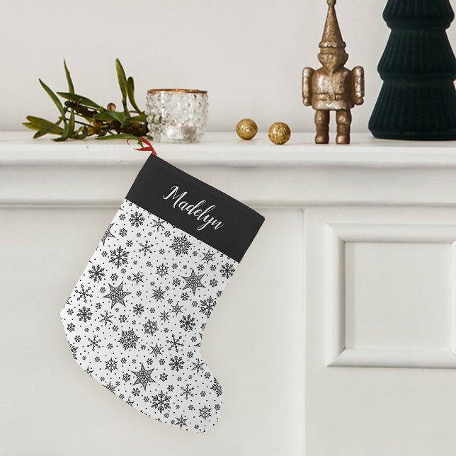 Modern Snowflake Pattern Personalized Small Christmas Stocking (Creator Uploaded)