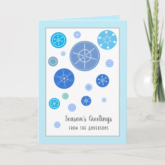 Modern Snowflake Personalize Name Holiday Card (Front)