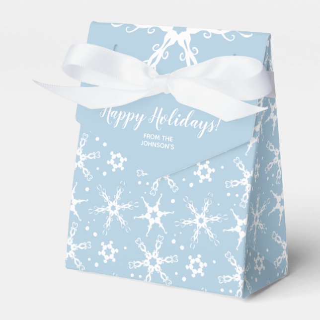 Modern Snowflake Personalized Favor Gift Box (Front Side)