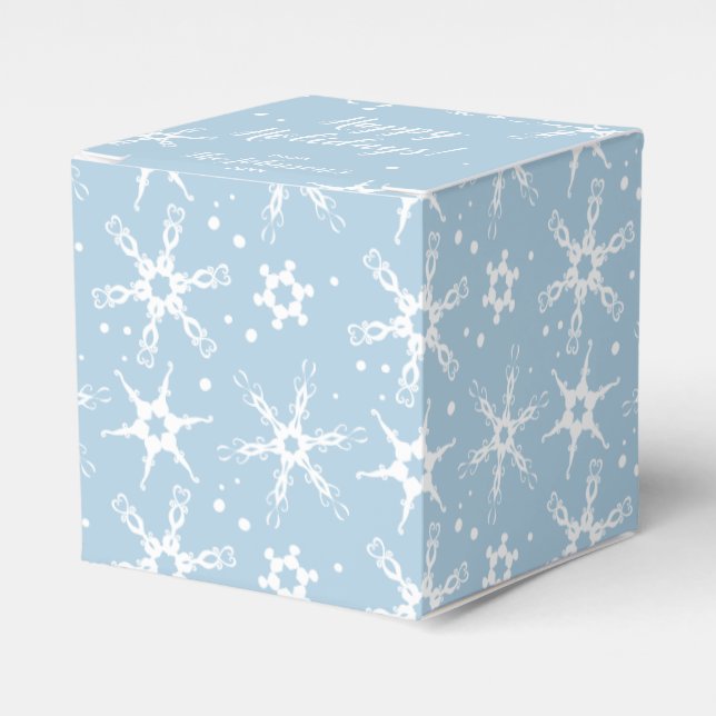 Modern Snowflake Personalized Favor Gift Box (Front Side)