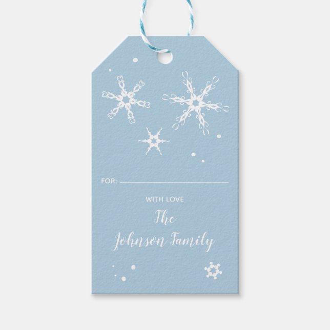 Modern Snowflake Personalized Gift Tag (Front)