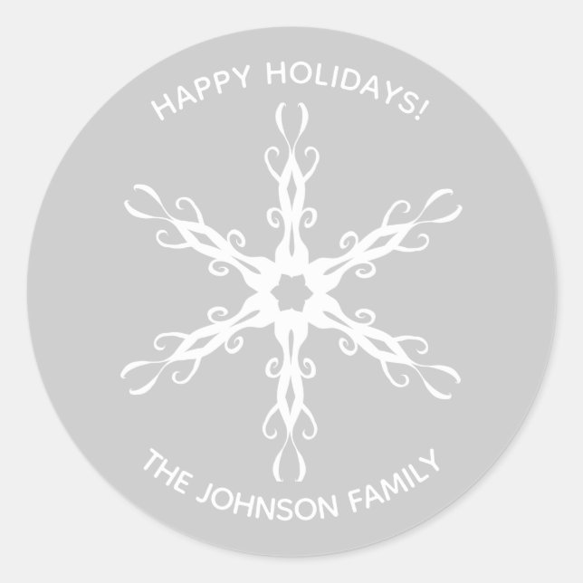 Modern Snowflake Personalized Sticker (Front)