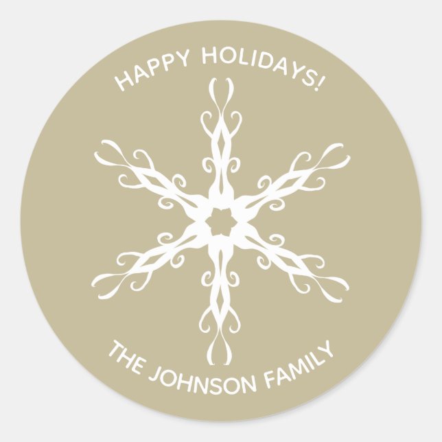 Modern Snowflake Personalized Sticker (Front)