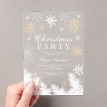 Modern snowflake pine clearwinter Christmas party  Acrylic Invitations