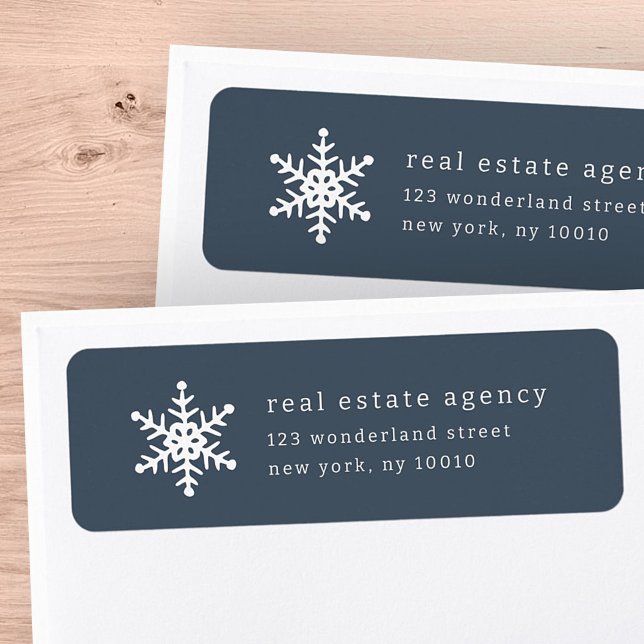 Modern Snowflake Real Estate Business Address Label (Creator Uploaded)