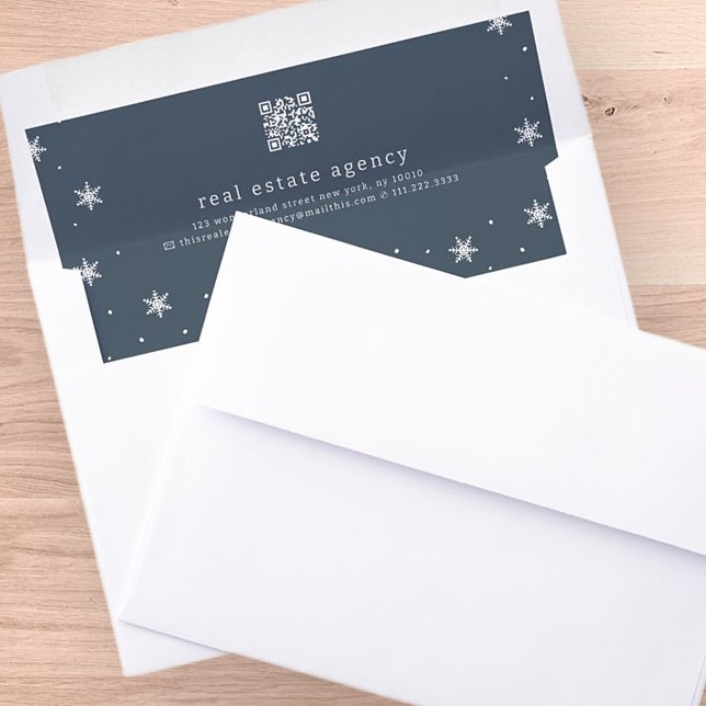 Modern Snowflake Real Estate Business Holiday Envelope Liner (Creator Uploaded)