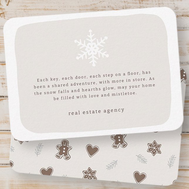 Modern Snowflake Real Estate Business Holiday Note Card (Creator Uploaded)