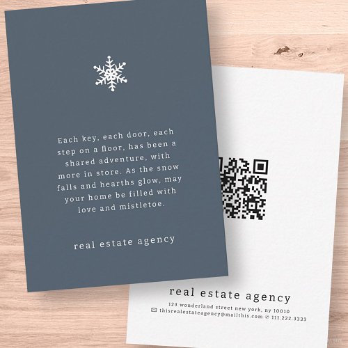 Modern Snowflake Real Estate Business Holiday Note Card