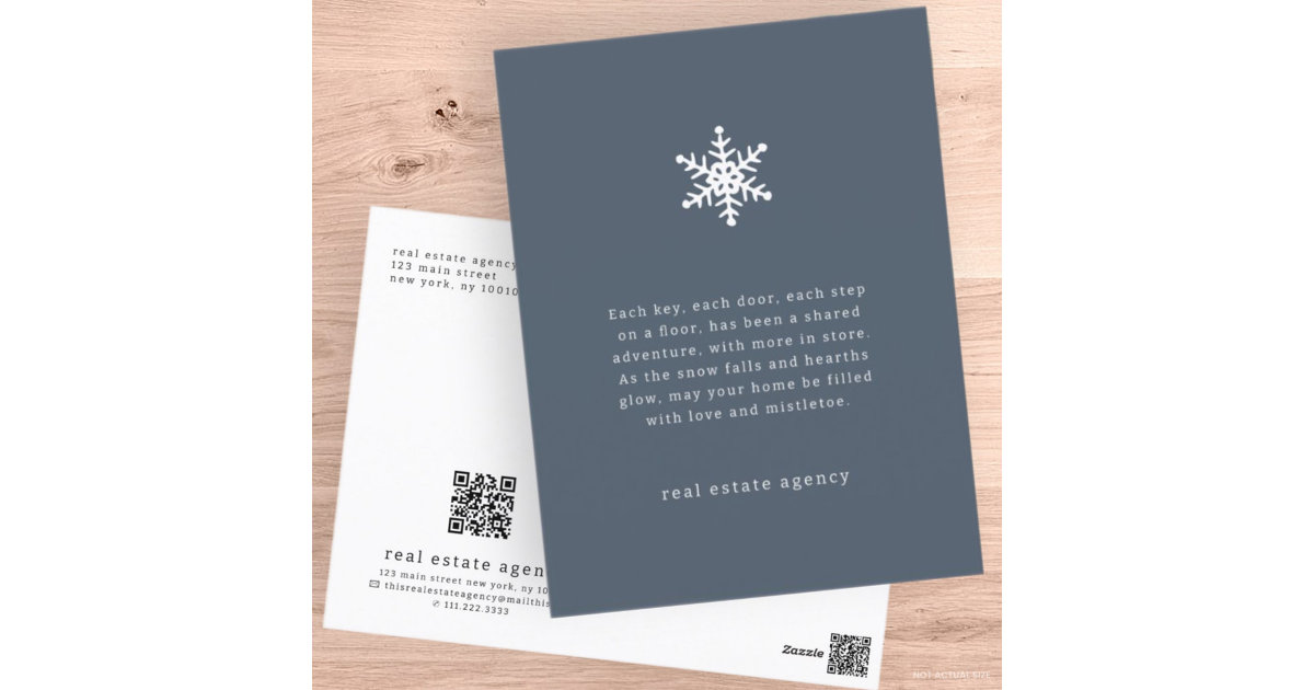 Modern Snowflake Real Estate Business Holiday Postcard Zazzle