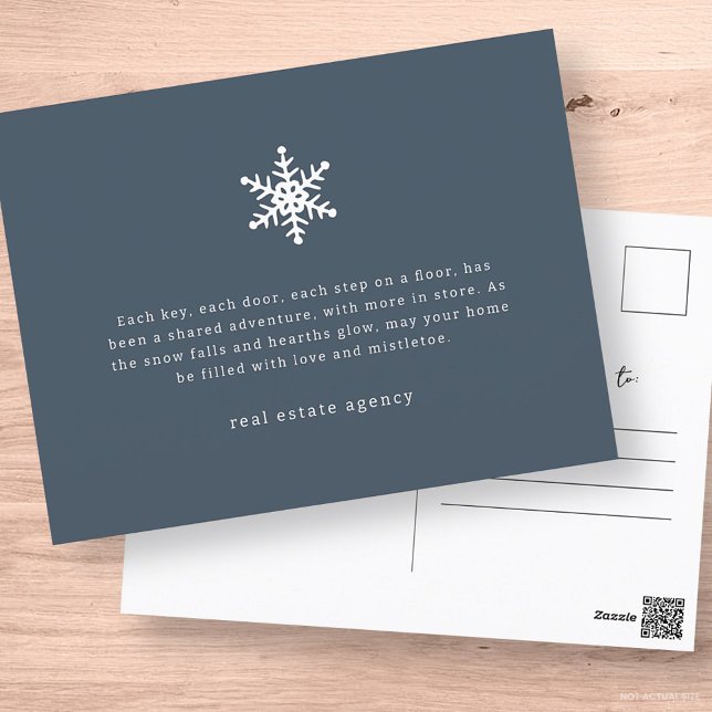 Modern Snowflake Real Estate Business Holiday Postcard (Creator Uploaded)