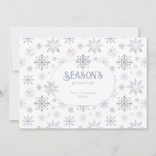 Modern Snowflake Seasons Greetings Business Holiday Card