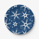 Modern Snowflake Winter Holiday Paper Plate