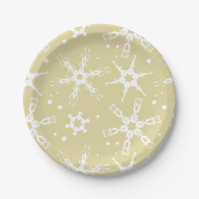 Modern Snowflake Winter Holiday Paper Plate (Front)