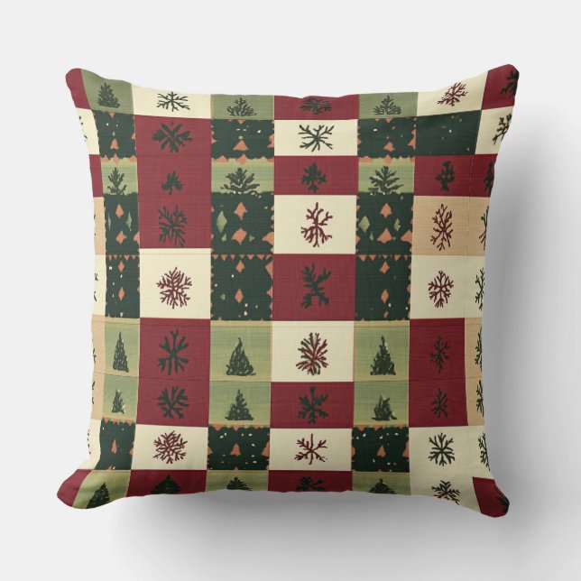 Modern Snowflake Winter Pillow – Neutral (Front)