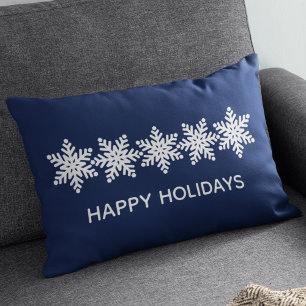 Modern Snowflakes Christmas Lumbar Pillow