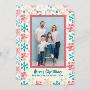 Modern Snowflakes Christmas Photo Holiday Card